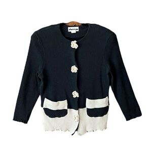 Vintage 70s sweater cardigan, concealed snap closure